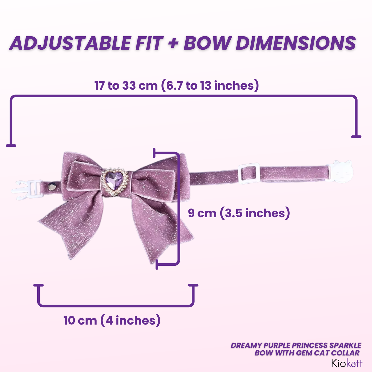 Soft Purple Princess Sparkle Bow Cat Collar