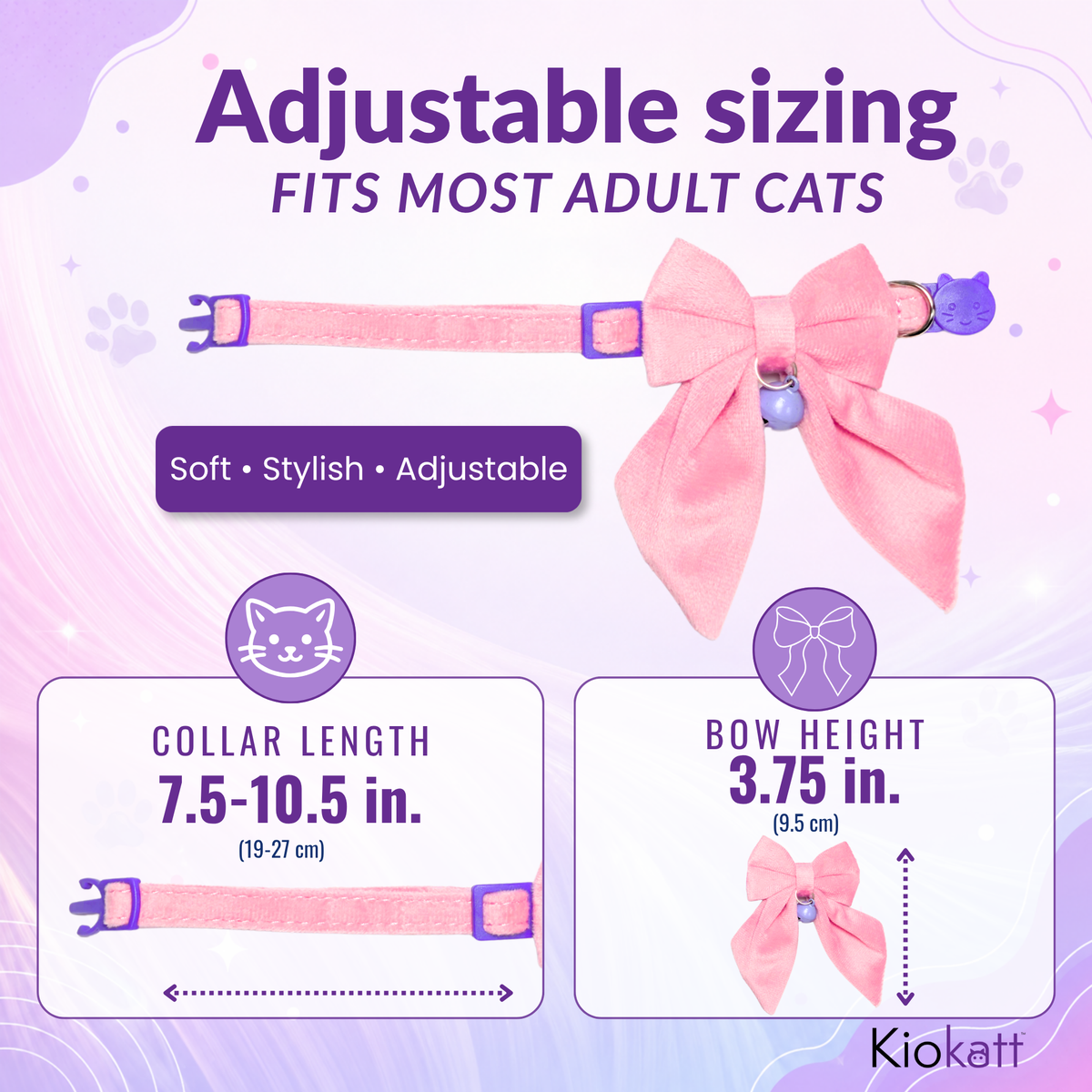 Pink Velvet Sailor Bow Cat Collar with Purple Bell