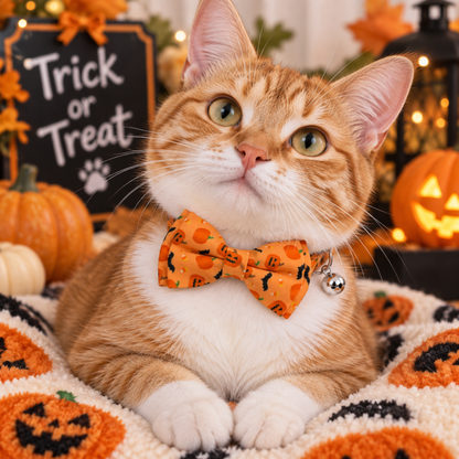 Halloween Cotton Bowtie Cat Collar with Bell (4 Styles)