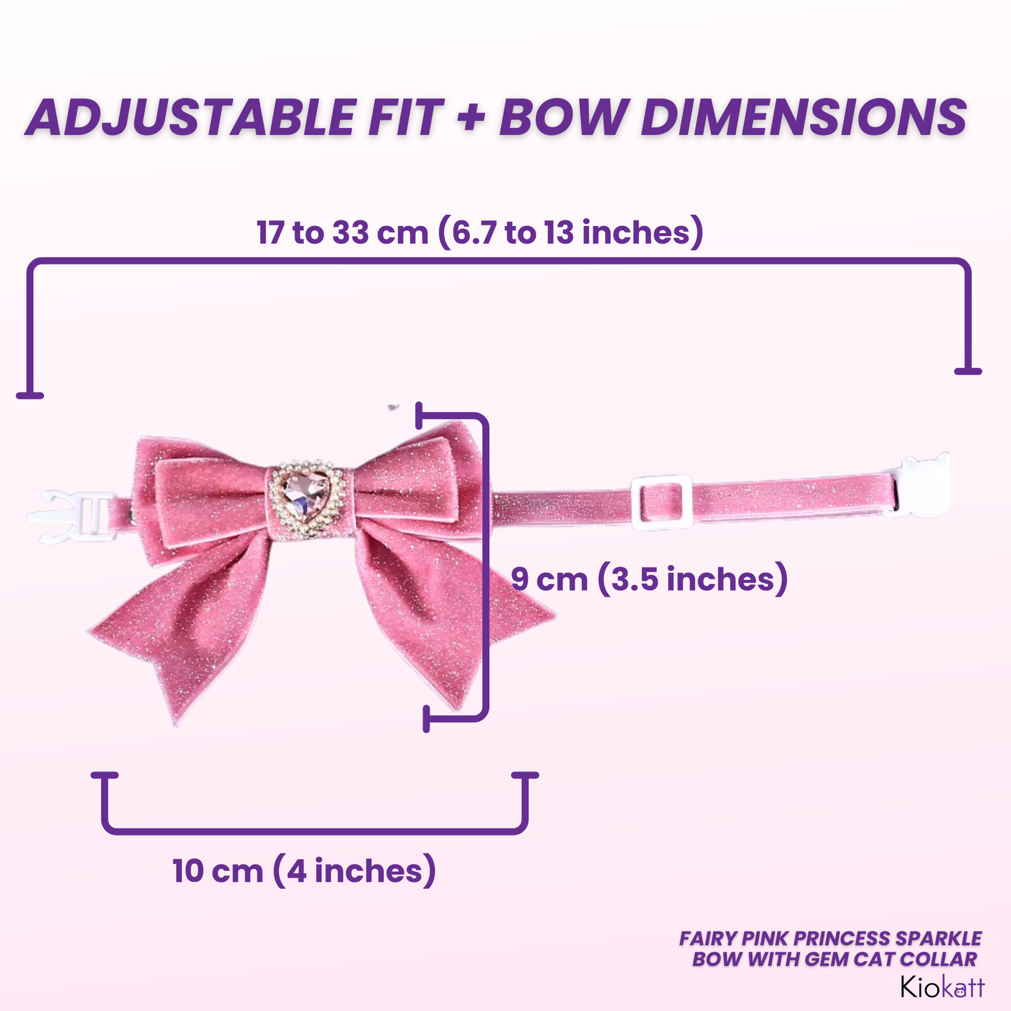 Pretty Pink Princess Sparkle Bow Cat Collar