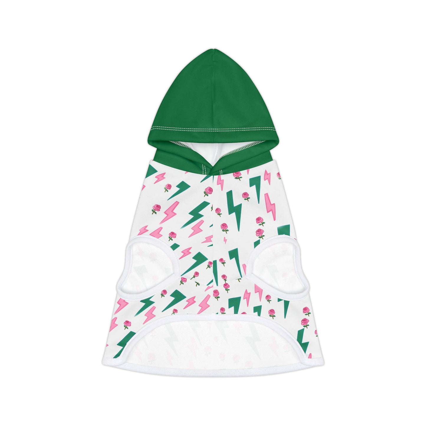 Thunder Goddess Cat Hoodie, Pink and Green Cute Thunderbolts and Roses