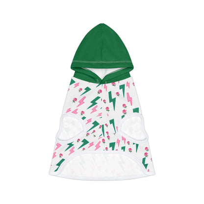 Thunder Goddess Cat Hoodie, Pink and Green Cute Thunderbolts and Roses
