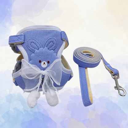 Blue Bunny Bow Harness + Leash Set