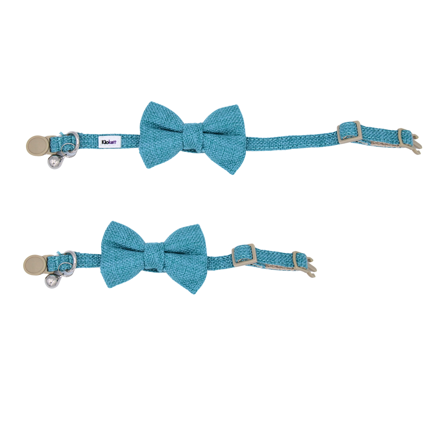 Teal Hemp Cotton Bowtie Cat Collar