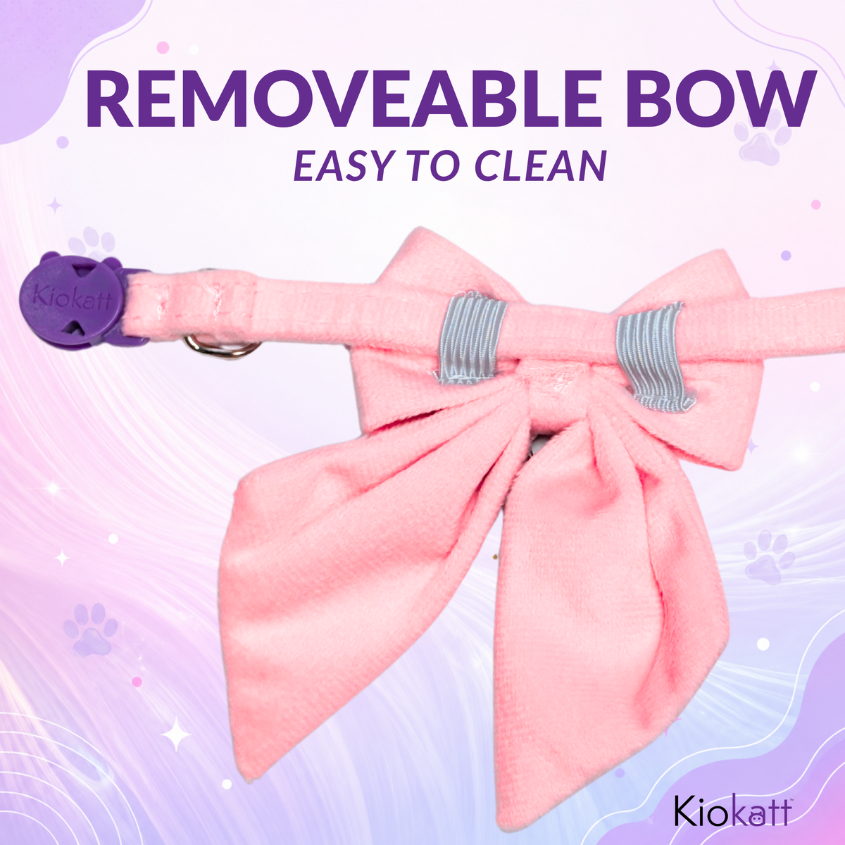 Pink Velvet Sailor Bow Cat Collar with Purple Bell