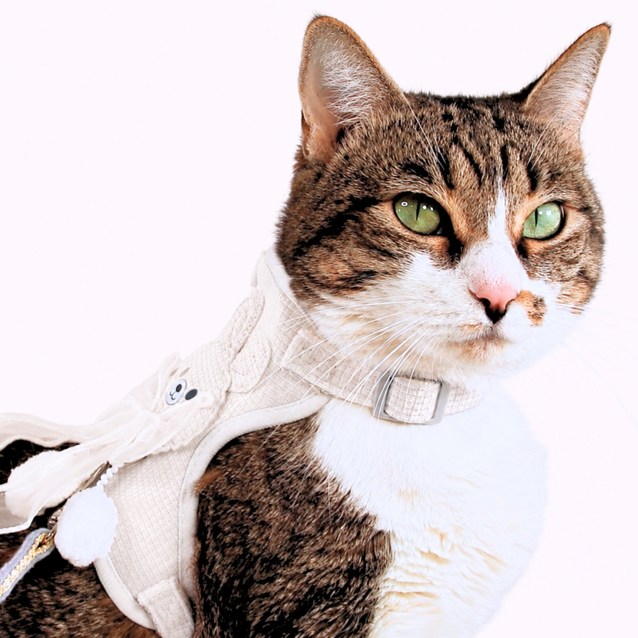 White Bunny Bow Harness + Leash Set