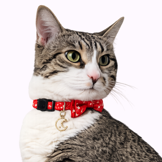 Red Celestial Bowtie Cat Collar (Adult Size) - Kiokatt