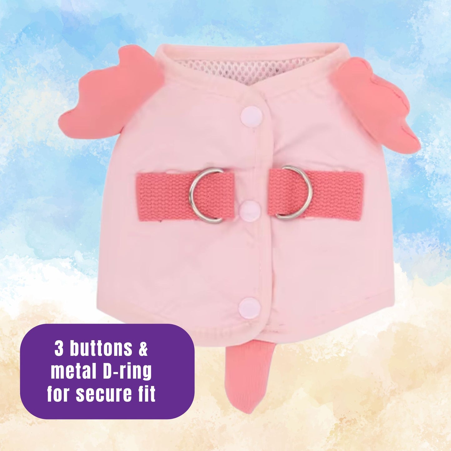 Pink Axolotl Cat Harness + Leash Set