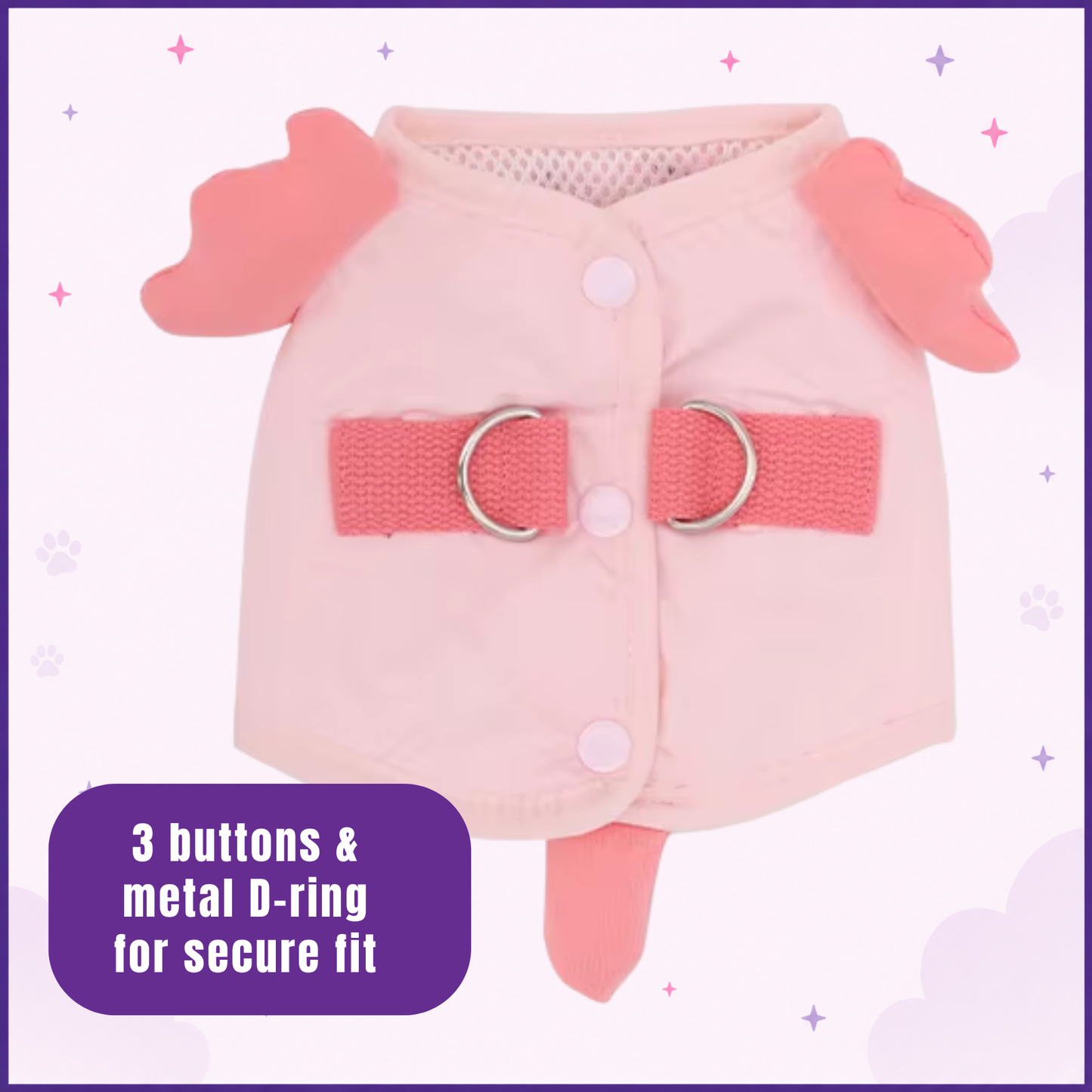 Pink Axolotl Cat Harness + Leash Set