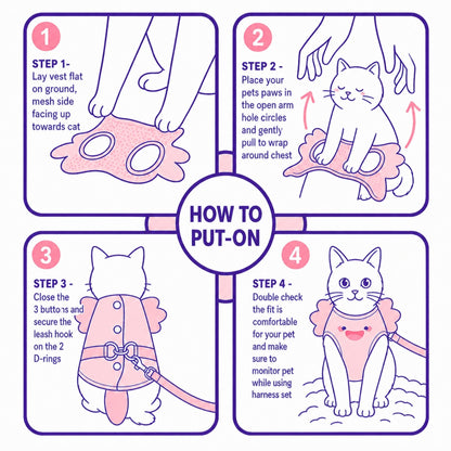 Pink Axolotl Cat Harness + Leash Set