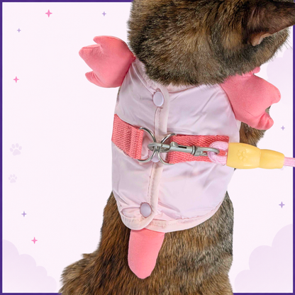 Pink Axolotl Cat Harness + Leash Set