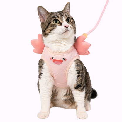 Pink Axolotl Cat Harness + Leash Set