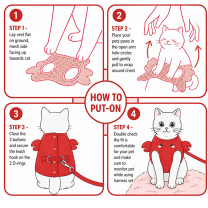 Red Crab Cat Harness + Leash Set