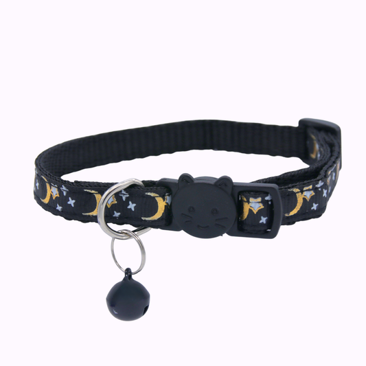Black Celestial Nylon Cat Collar