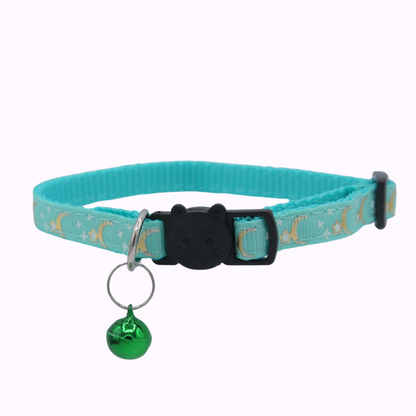 Seafoam Green Celestial Nylon Cat Collar