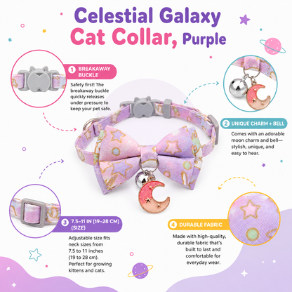 Purple Galaxy Bowtie Cat Collar