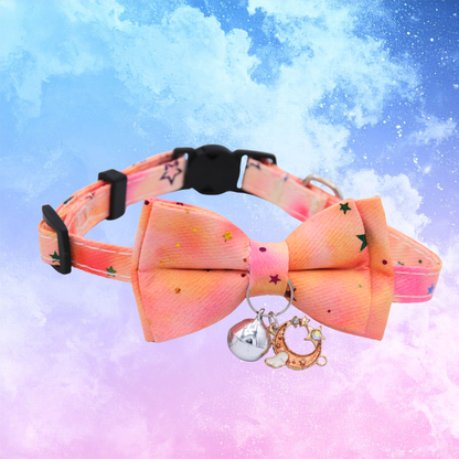 Peach Mooncloud Galaxy Bowtie Cat Collar
