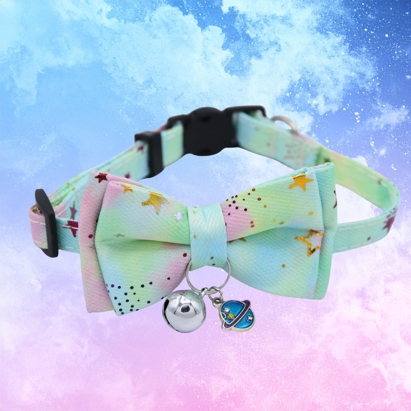 Mint Green Galaxy Bowtie Cat Collar