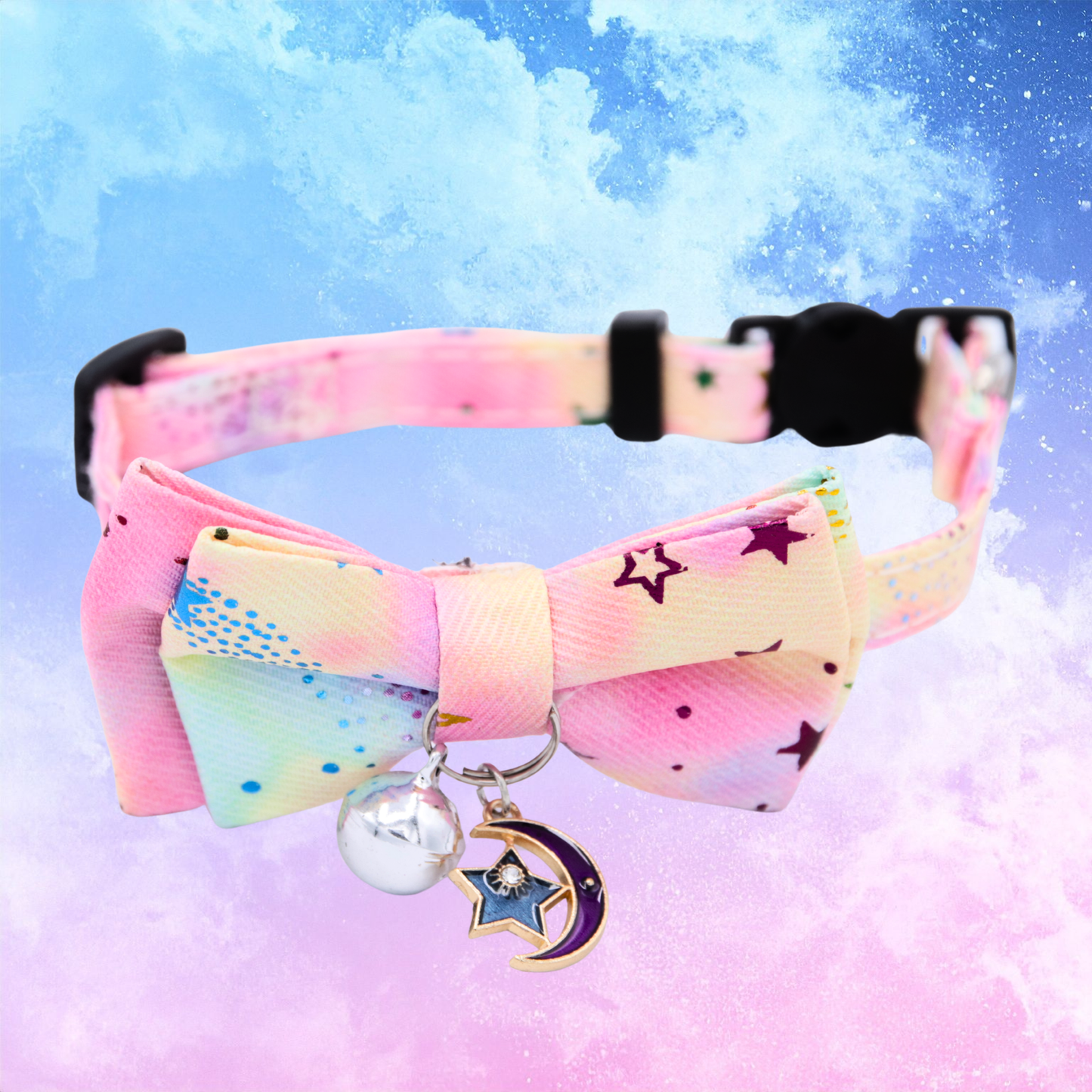 Pink Moonstar Galaxy Bowtie Cat Collar