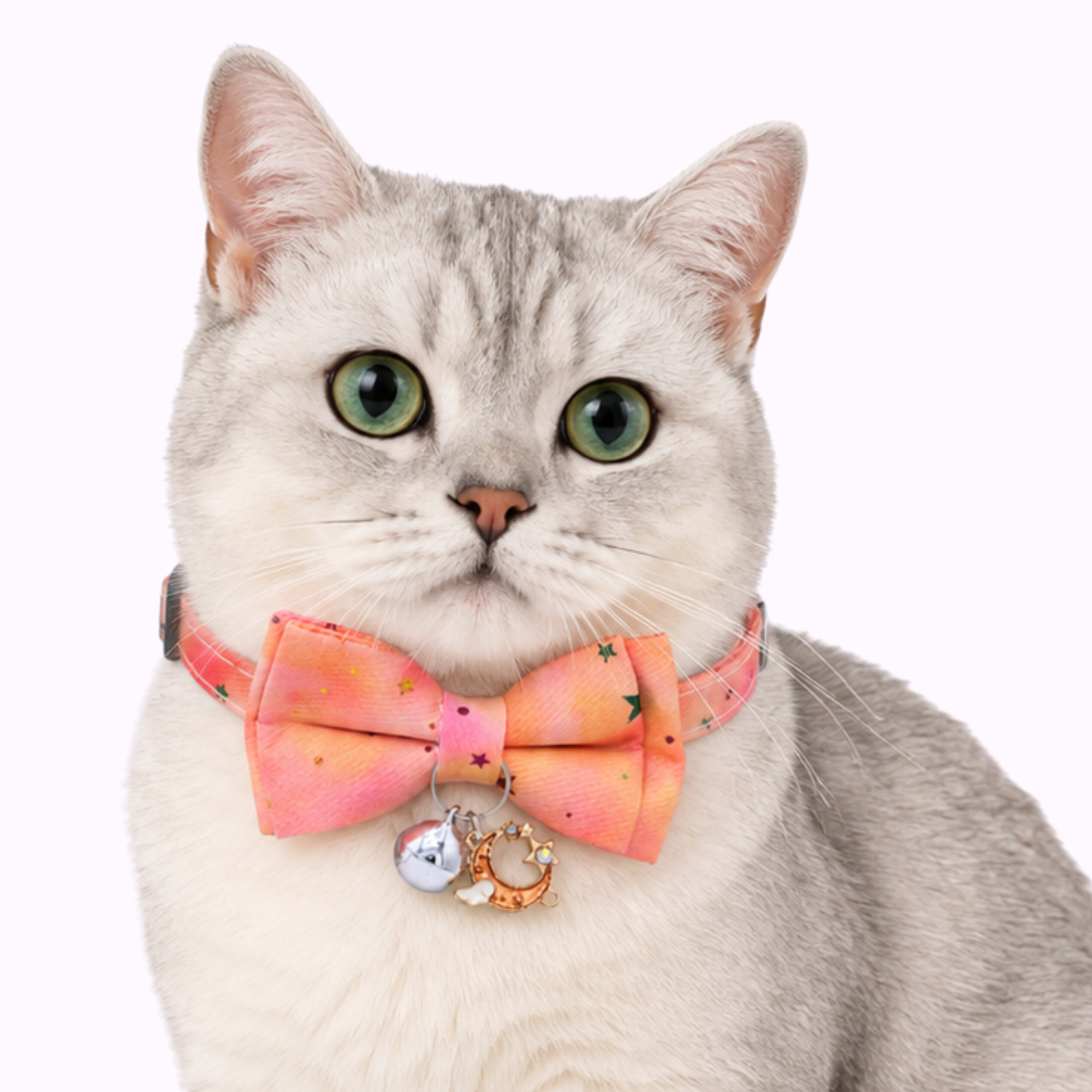 Peach Mooncloud Galaxy Bowtie Cat Collar