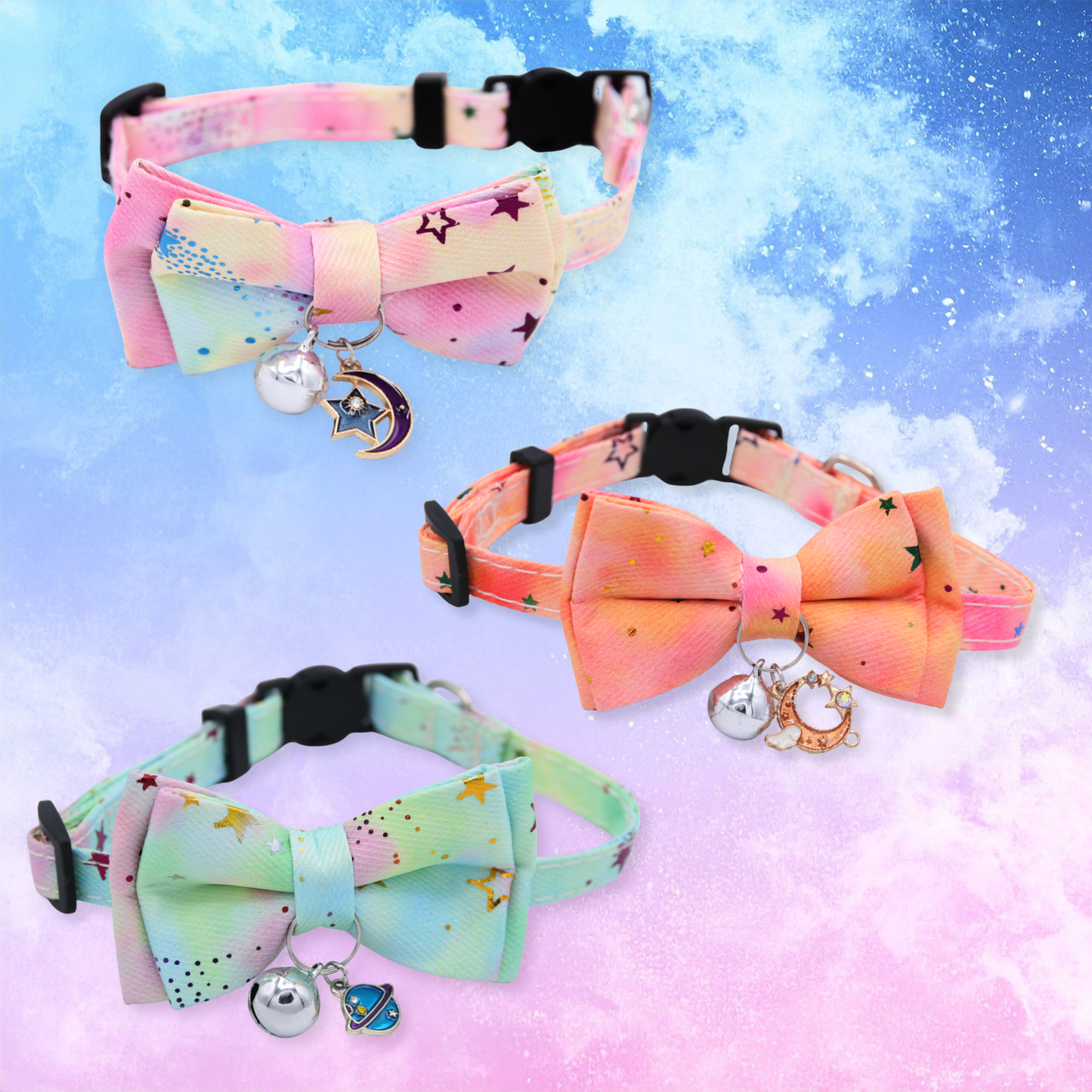 Mint Green Galaxy Bowtie Cat Collar