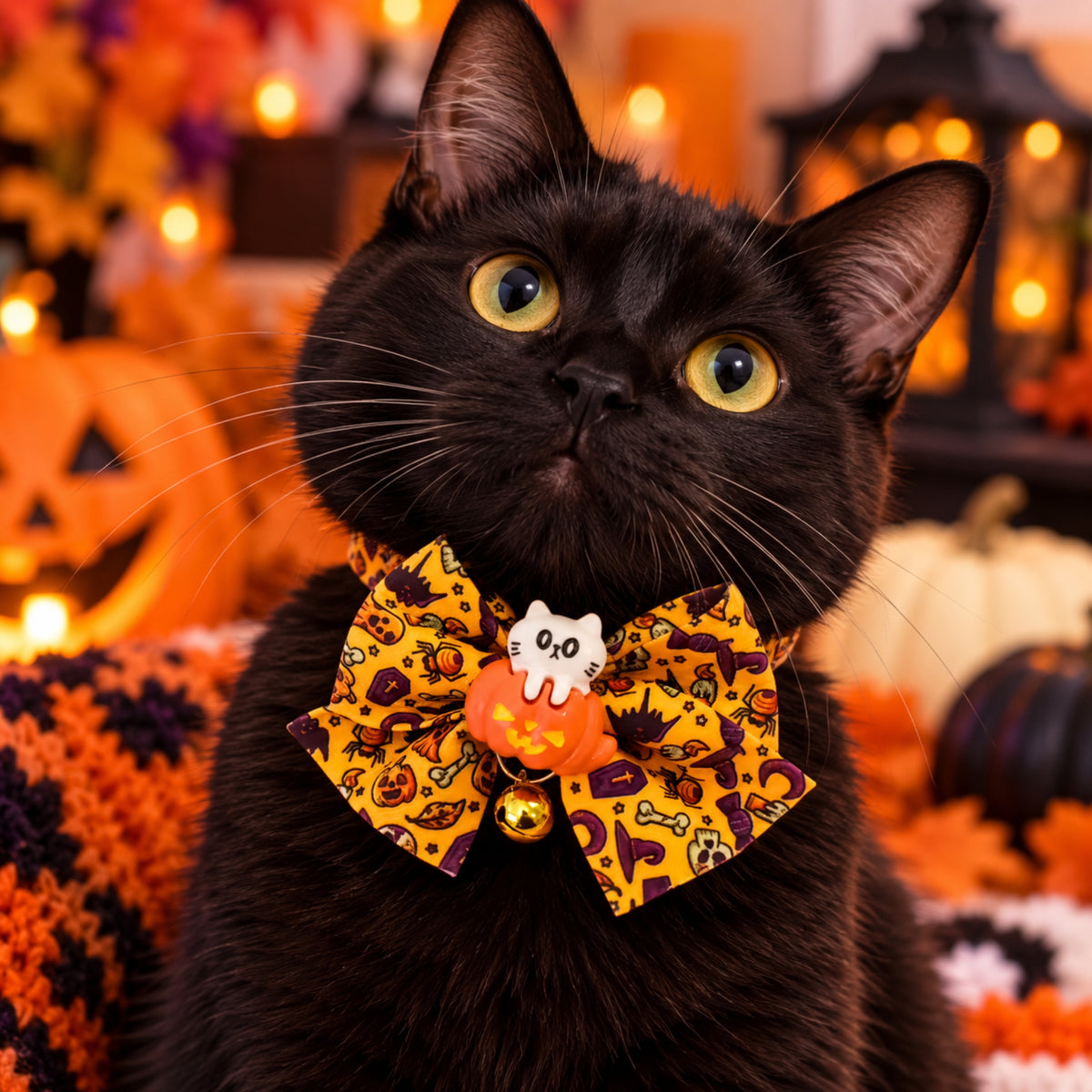 Halloween Bow Cat Collar with Charm & Bell (6 Styles)