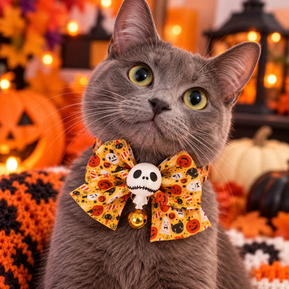 Halloween Bow Cat Collar with Charm & Bell (6 Styles)