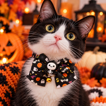 Halloween Bow Cat Collar with Charm & Bell (6 Styles)