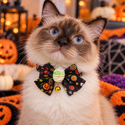 Halloween Bow Cat Collar with Charm & Bell (6 Styles)
