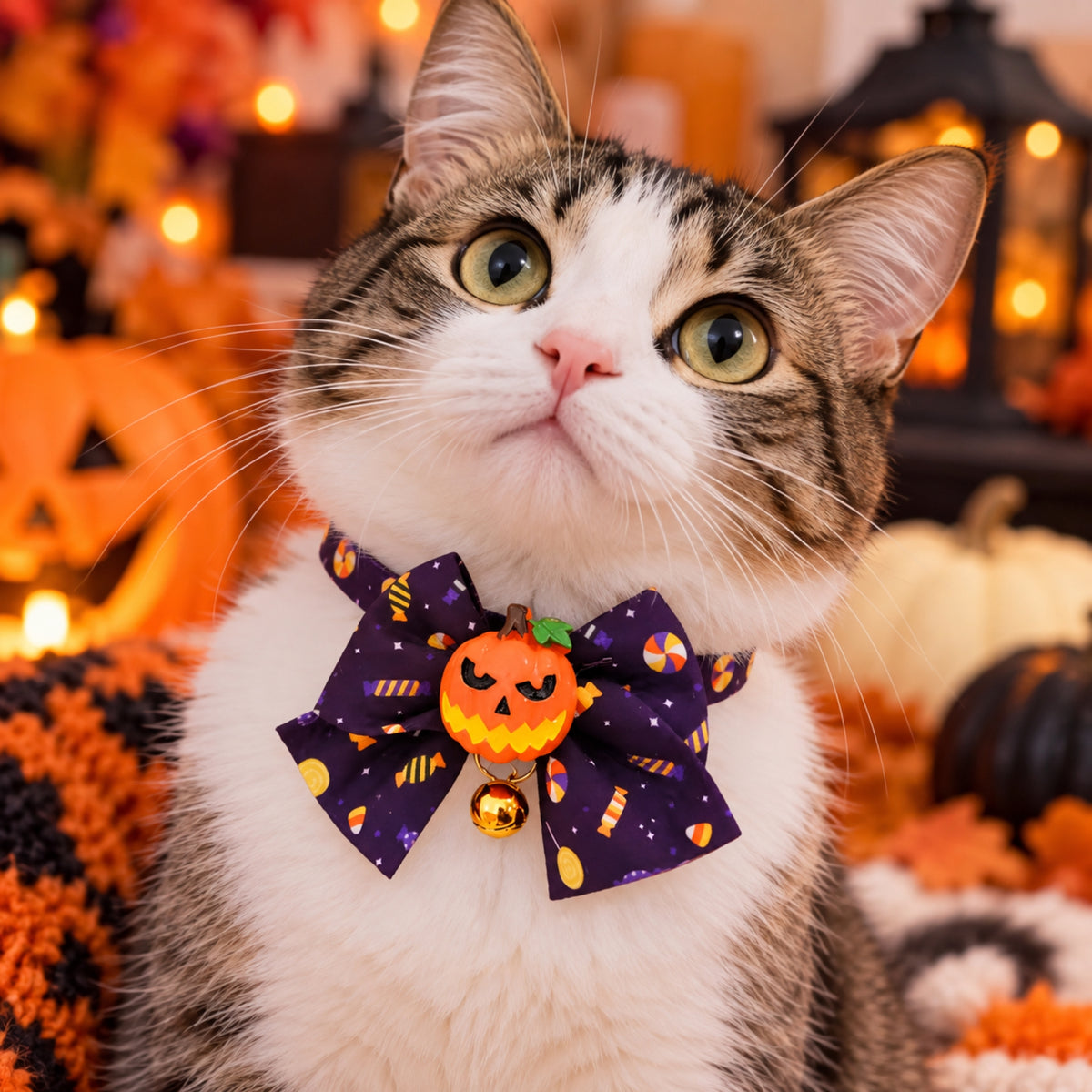 Halloween Bow Cat Collar with Charm & Bell (6 Styles)