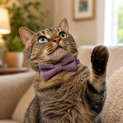 Purple Hemp Cotton Bowtie Cat Collar