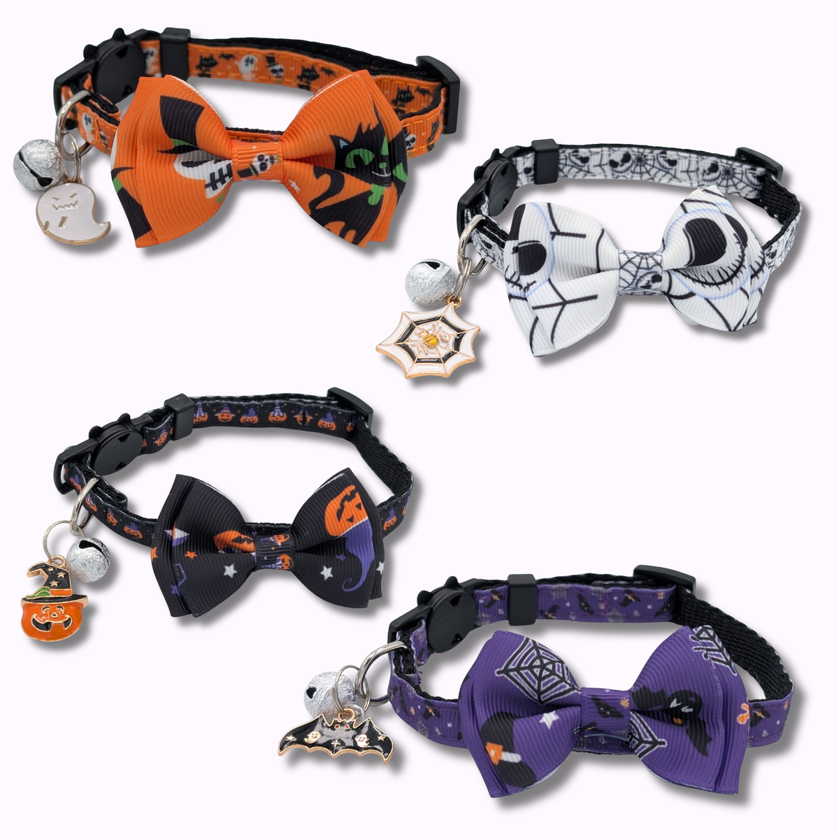 Halloween Cat Bowtie Collars with charms and bells (4 Styles)