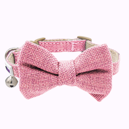 Pink Hemp Cotton Bowtie Cat Collar