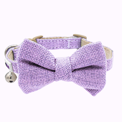 Purple Hemp Cotton Bowtie Cat Collar