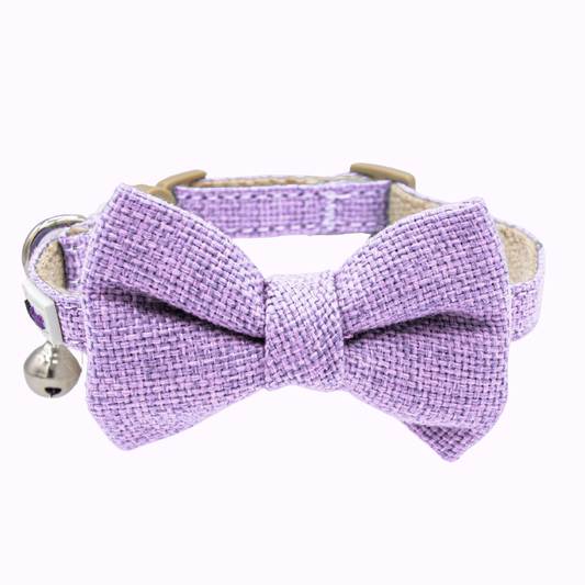Purple Hemp Cotton Bowtie Cat Collar