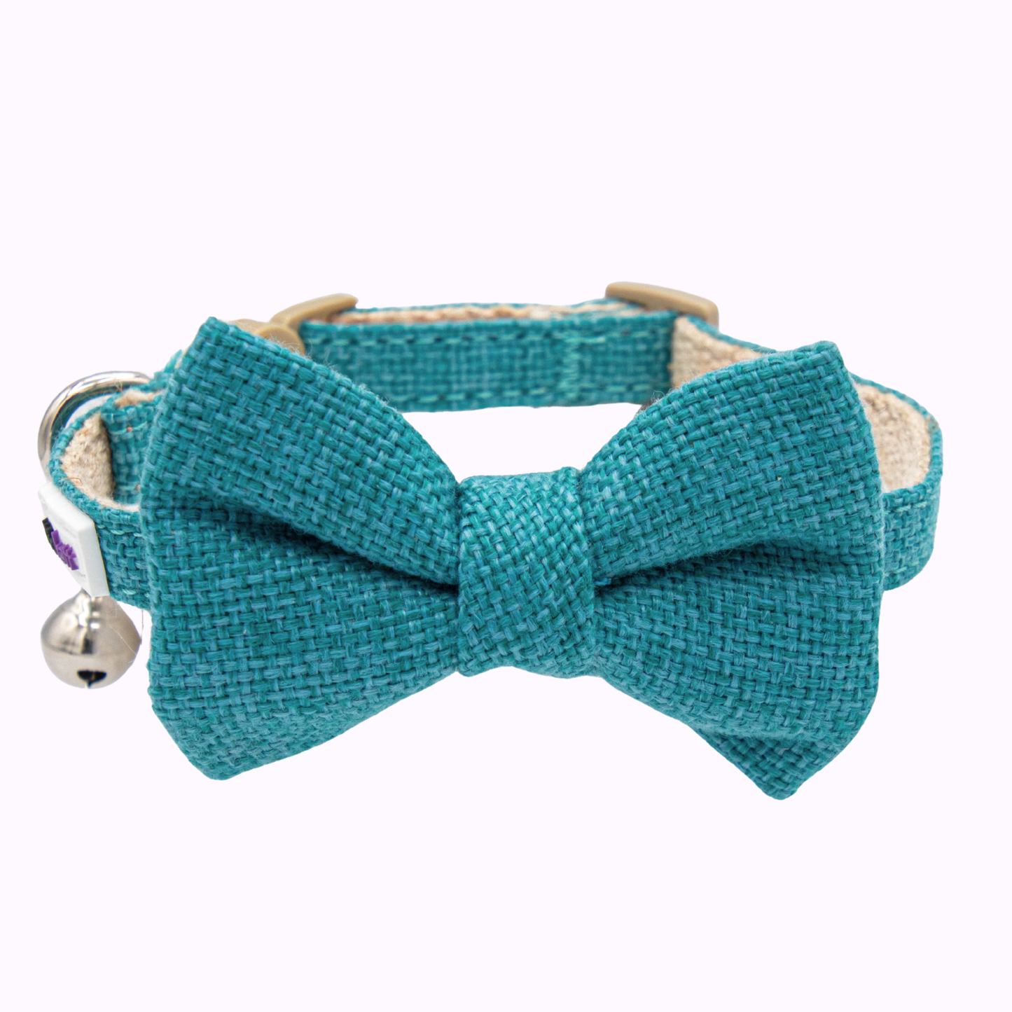 Teal Hemp Cotton Bowtie Cat Collar