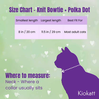 Pink Knit Bow + Polka Dot Cat Collar