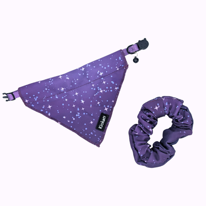 Purple Galaxy Stars Matching Cat Bandana & Scrunchie Set
