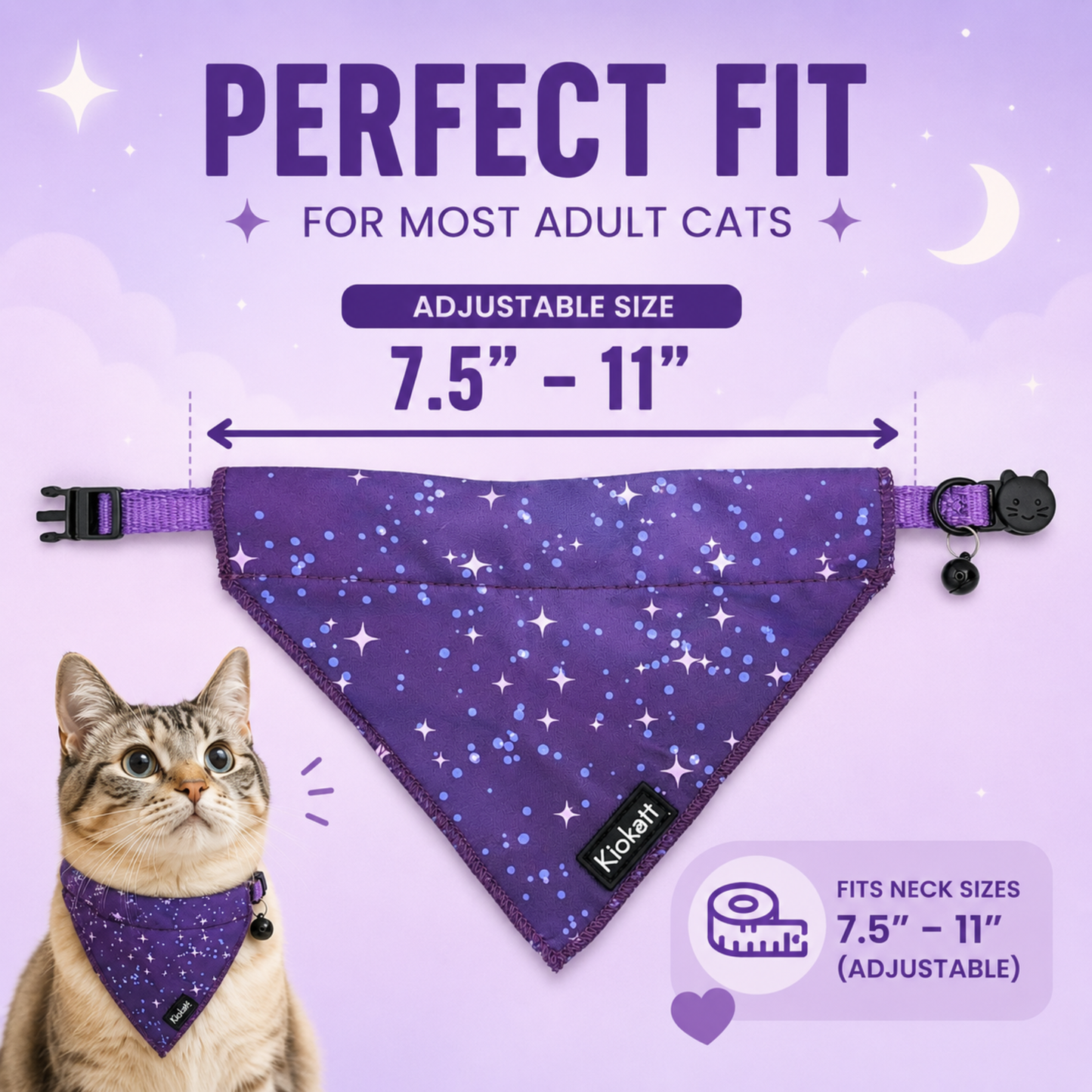 Purple Galaxy Stars Matching Cat Bandana & Scrunchie Set