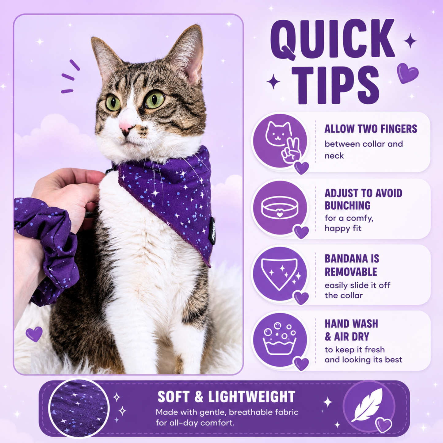 Purple Galaxy Stars Matching Cat Bandana & Scrunchie Set