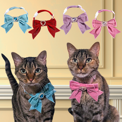 Soft Purple Princess Sparkle Bow Cat Collar