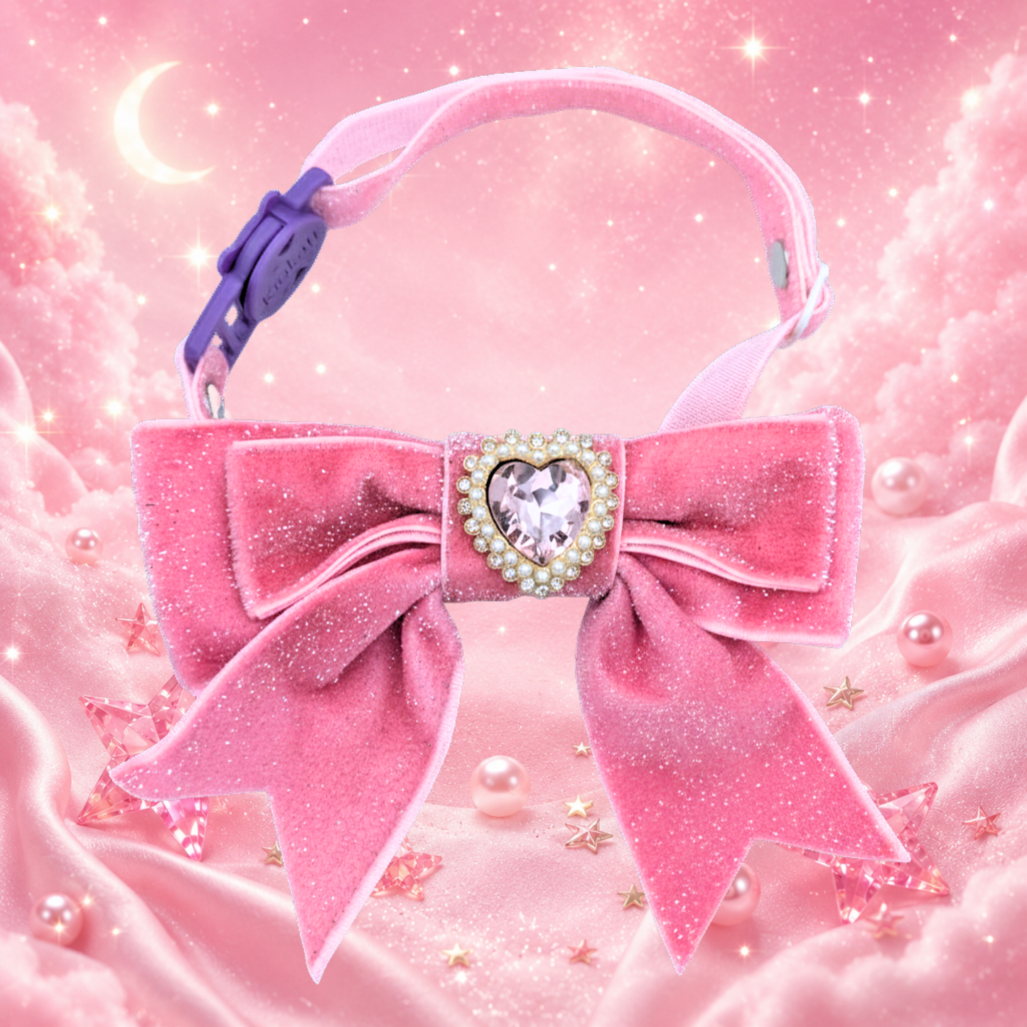 Pink Princess Sparkle Bow Cat Collar