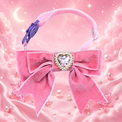 Pink Princess Sparkle Bow Cat Collar