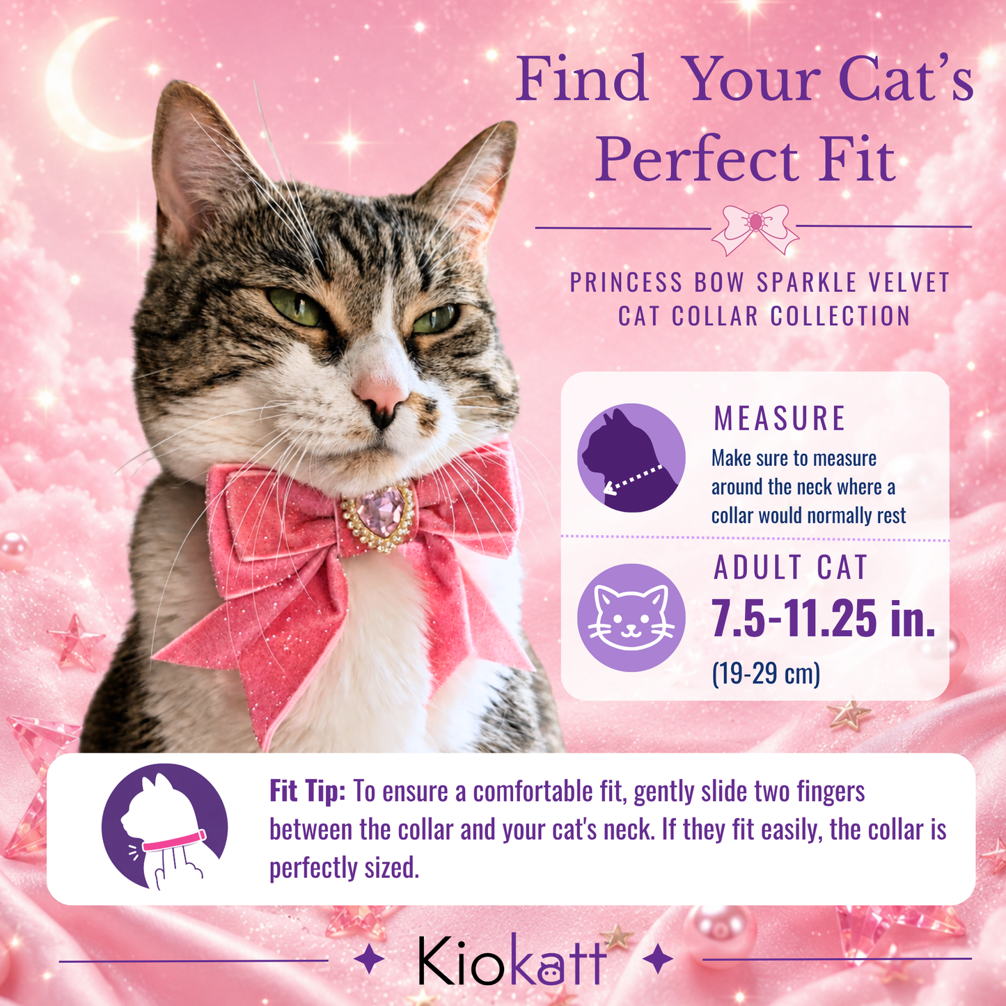 Pink Princess Sparkle Bow Cat Collar