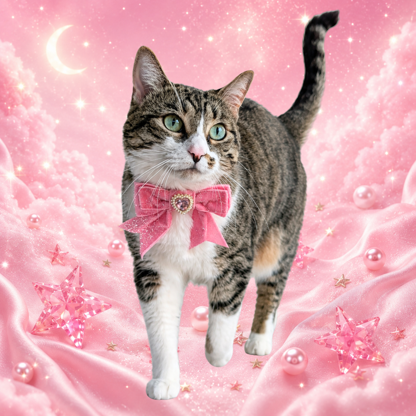 Pink Princess Sparkle Bow Cat Collar