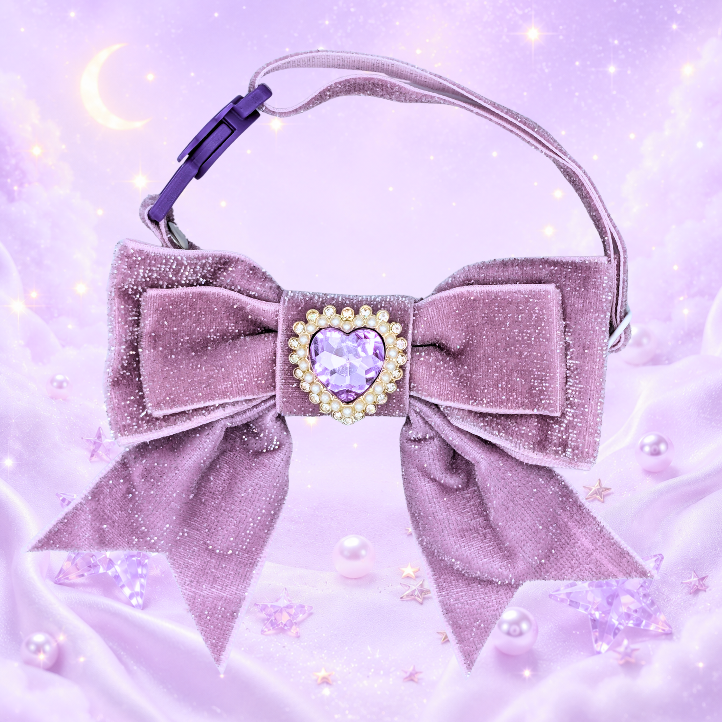 Purple Princess Sparkle Bow Cat Collar