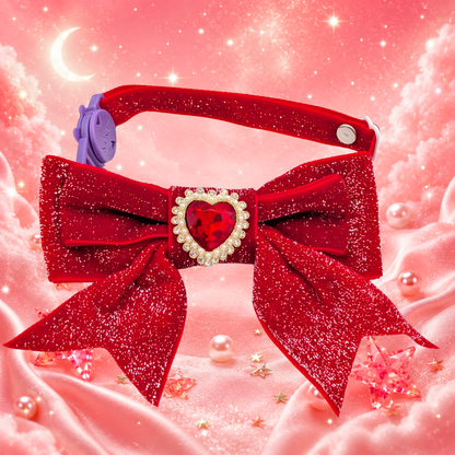 Red Princess Sparkle Bow Cat Collar