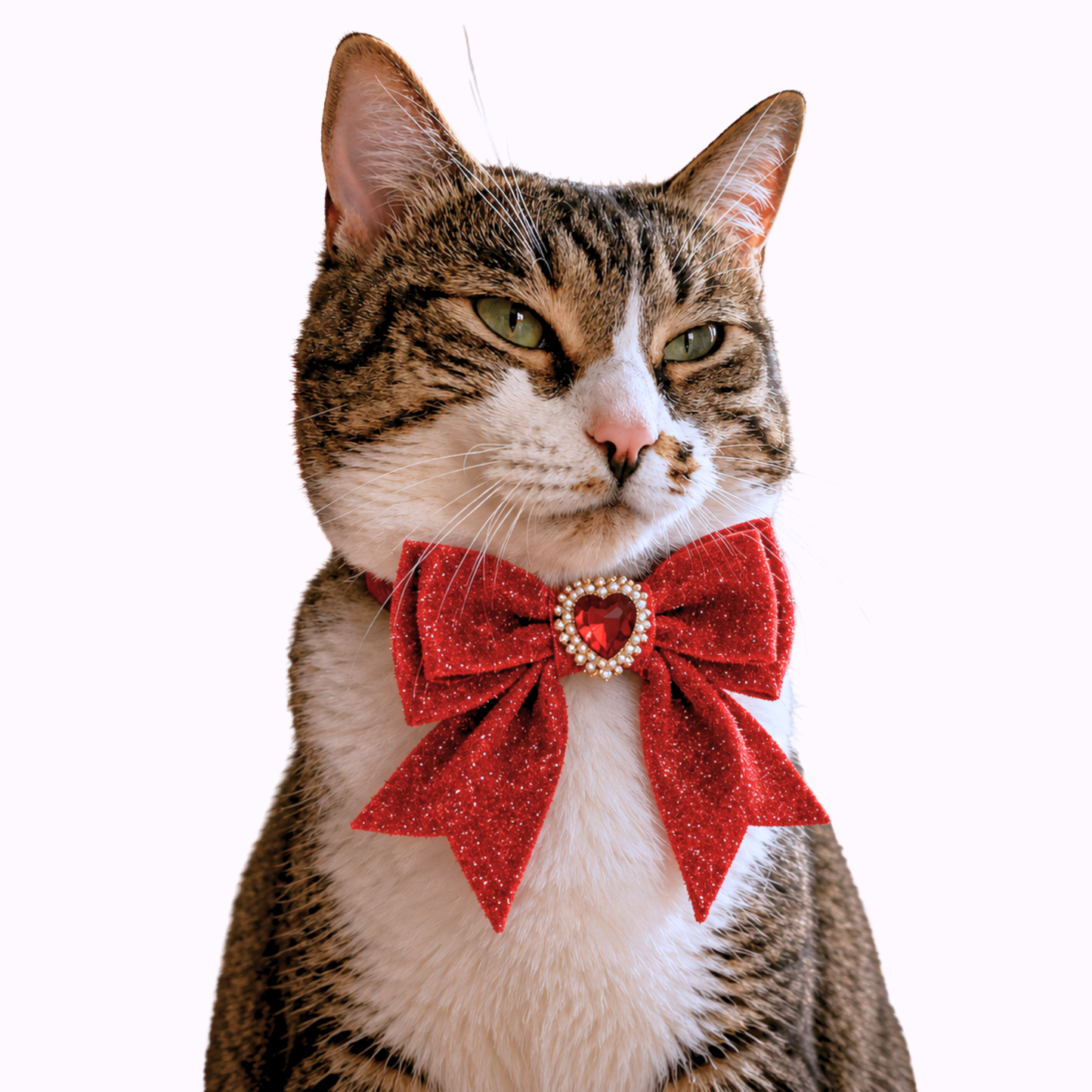 Red Princess Sparkle Bow Cat Collar