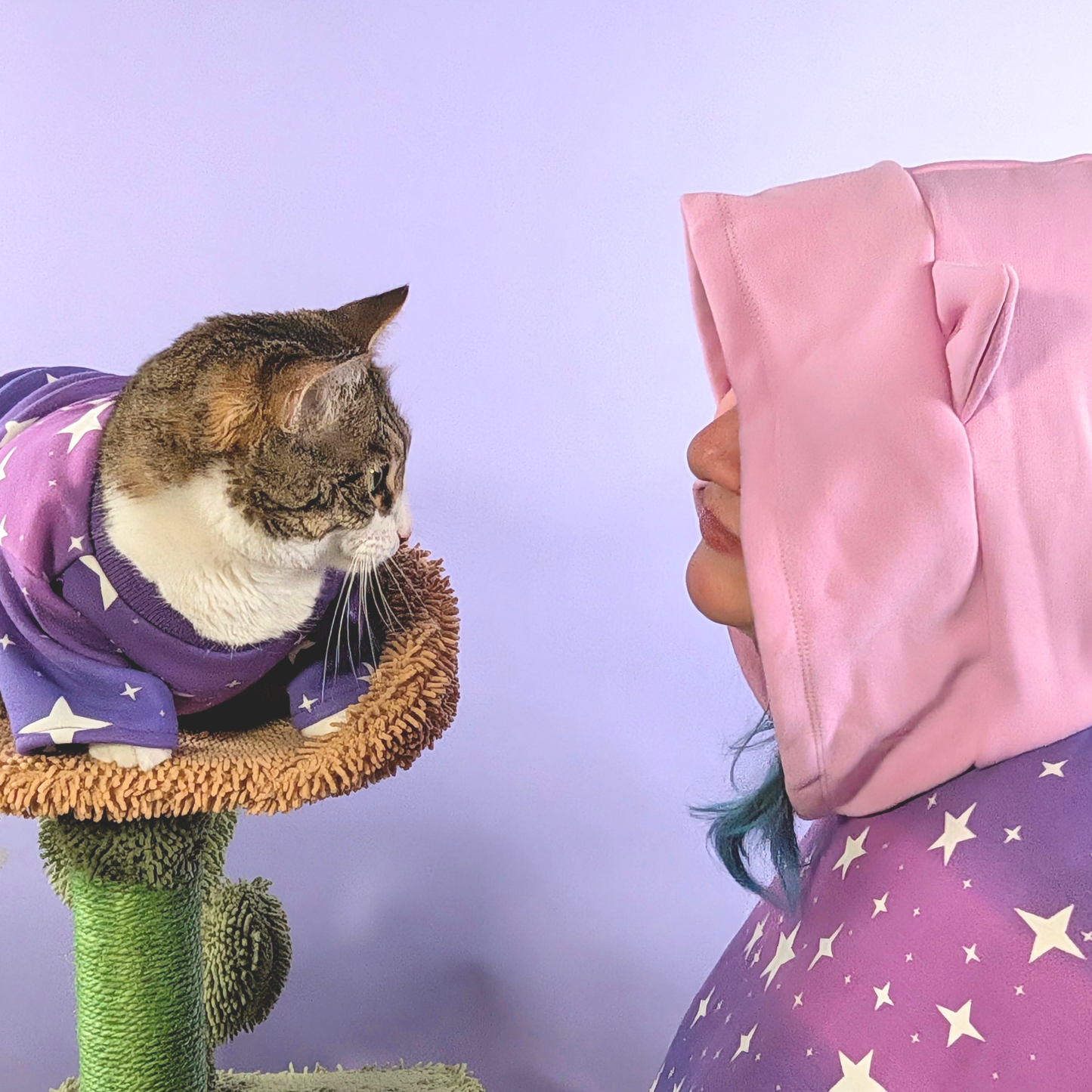 Pawsome Pair Matching Set – Purple Ombre Stars for Cats & Pet Parents
