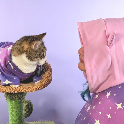 Pawsome Pair Matching Set – Purple Ombre Stars for Cats & Pet Parents